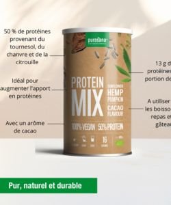 Protéines végétales de Potiron - Tournesol - Chanvre BIO, 400 g
